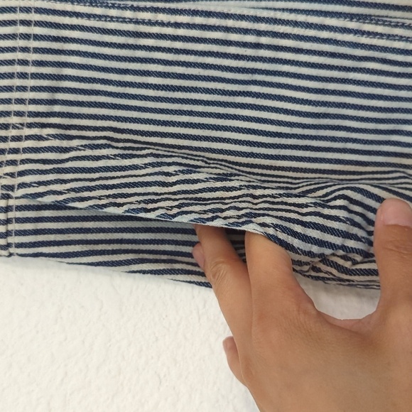 Gap Striped High Waisted Button Fly Slim Pant Blue White 4 Nautica summer preppy - Picture 5 of 8